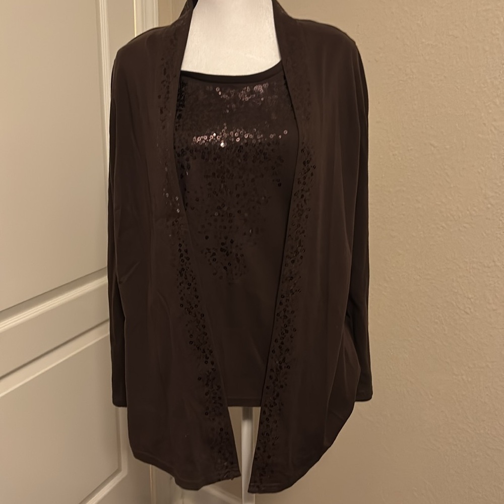 Quacker Factory EUC brown top size small